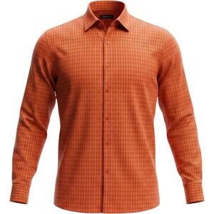 Bassiri Limited Collection Mens XXL Orange Textured Jacquard Button Down Shirt